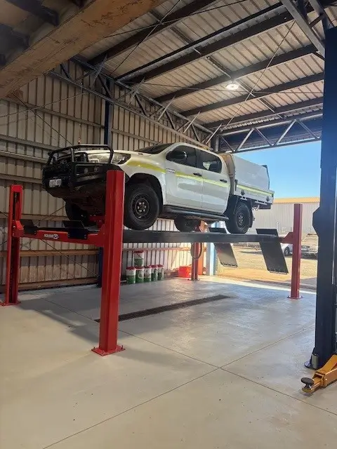 Toyota Hilux undergoing fleet service in The Pilbara Hub workshop